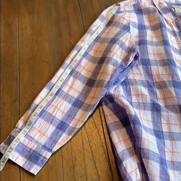 L.L. Bean Premium 100% Linen Plaid Tunic Shirt - Picture 10 of 11
